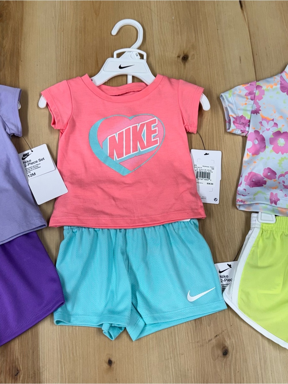 Nike Pink Heart Logo Tee with Aqua Athletic Shorts